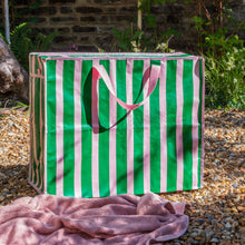 Load image into Gallery viewer, Pink With Green Strip - Jumbo Storage Bag
