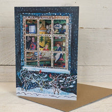 Load image into Gallery viewer, Happy Christmas Blue Window Large Greetings Card
