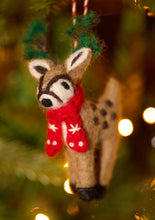 Load image into Gallery viewer, Embroidered Felt Reindeer Decoration
