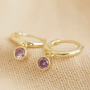 Lisa Angel Gold Huggie Hoops - Amethyst