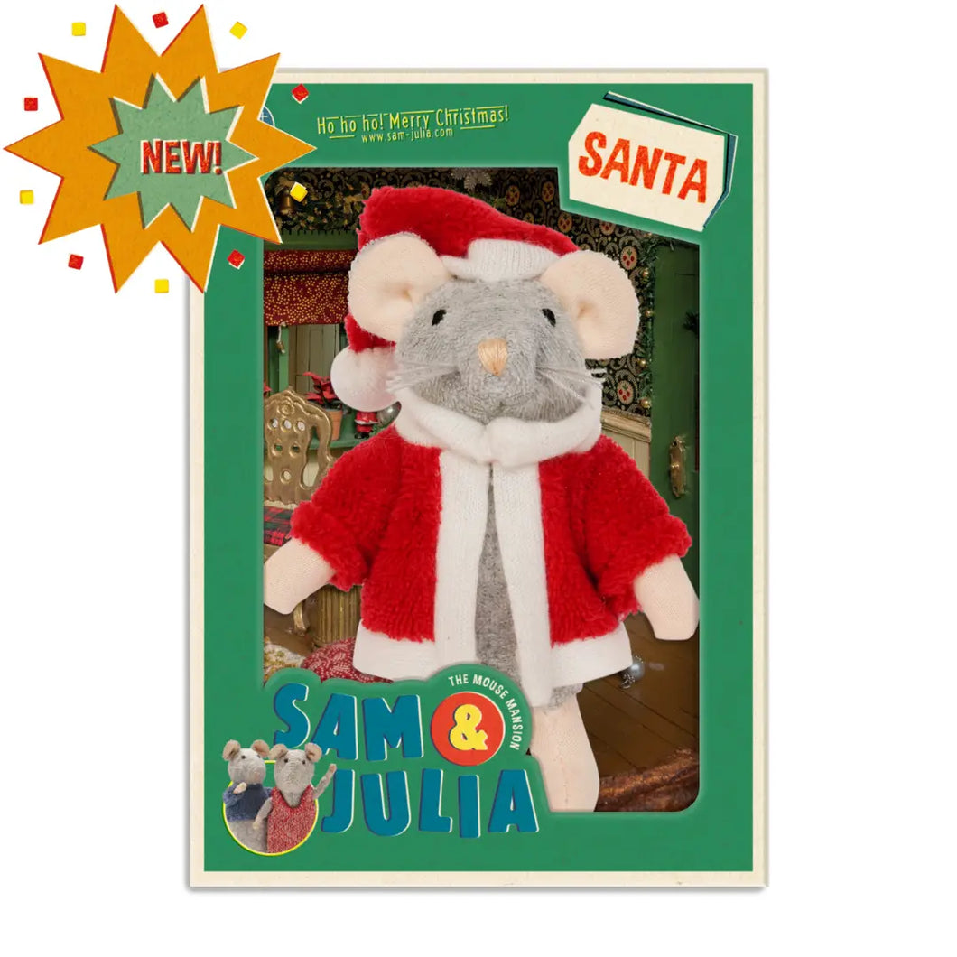 Sam & Julia Plush Mouse 12cm - Father Christmas