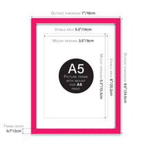 Load image into Gallery viewer, A5 Picture Frame With mount for A6 - Bright Pink
