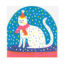 Load image into Gallery viewer, Large Snowglobe Card  - Winter Party Cat
