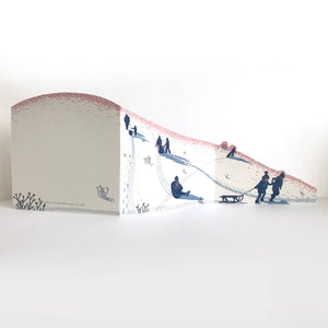 Concertina Card - Sledging at Dusk