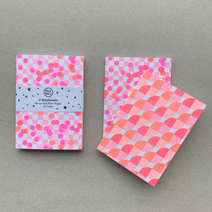 Set Of 2 Notebooks - Orange & Hot Pink by Petra Boase