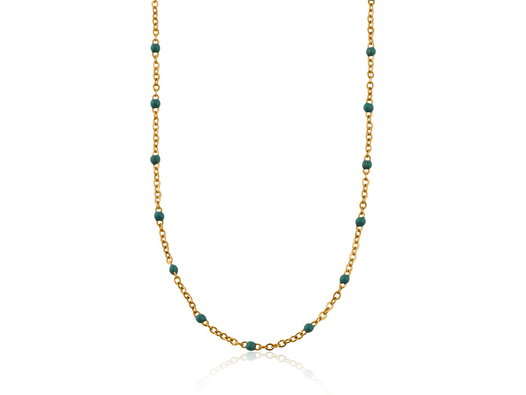 Lily Stainless Steel Necklaces - Glod/Turquoise