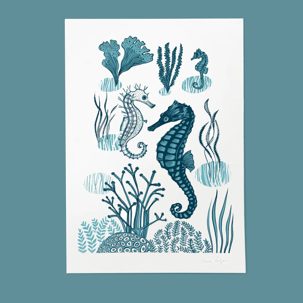 Seahorses A3 Print by Lush Designs