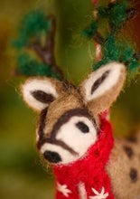 Load image into Gallery viewer, Embroidered Felt Reindeer Decoration
