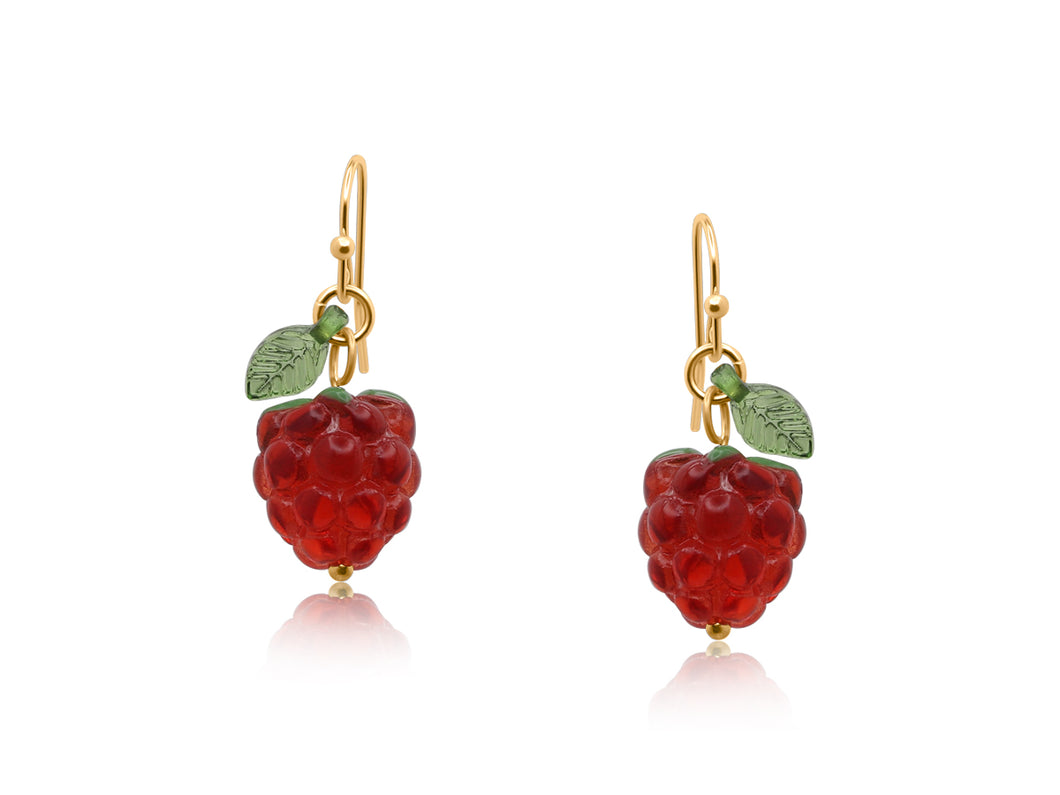 Melinda Raspberry Drop Earrings - Gold