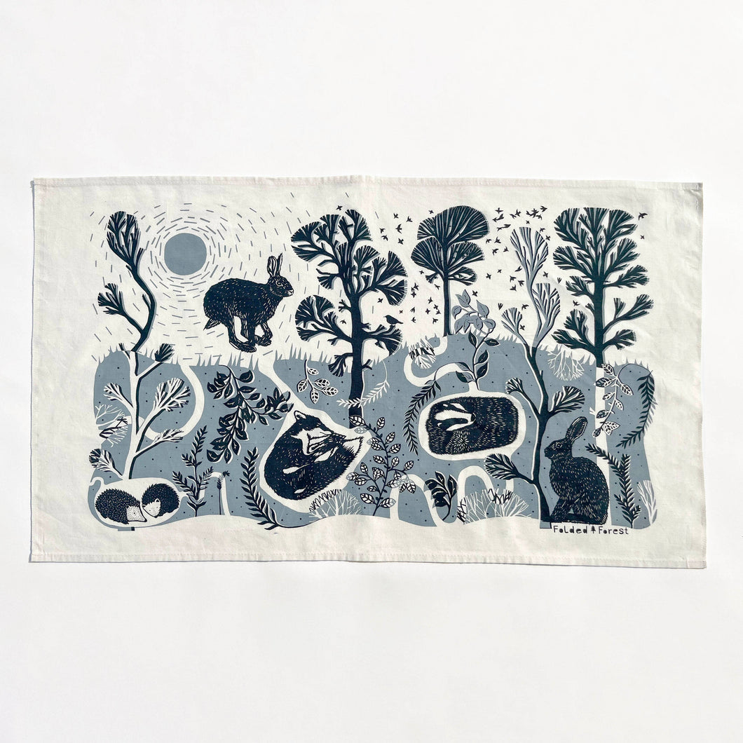 Cotton Tea Towel - Leaping Hare