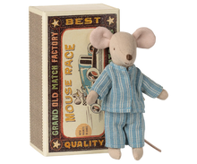 Load image into Gallery viewer, Maileg Big Brother Mouse In Matchbox - Pinstripe
