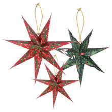 Load image into Gallery viewer, Talking Tables Folklore Paper Stars Christmas Tree Decorations - 3 Pack
