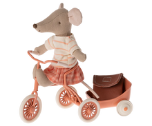 Load image into Gallery viewer, Maileg - Tricycle Mouse Big Sister - Coral
