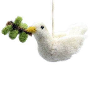 Amica Felt Christmas Decoration - Mini Turtle Dove with Olive Branch