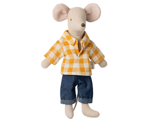 Maileg Dad Mouse - Yellow Gingham