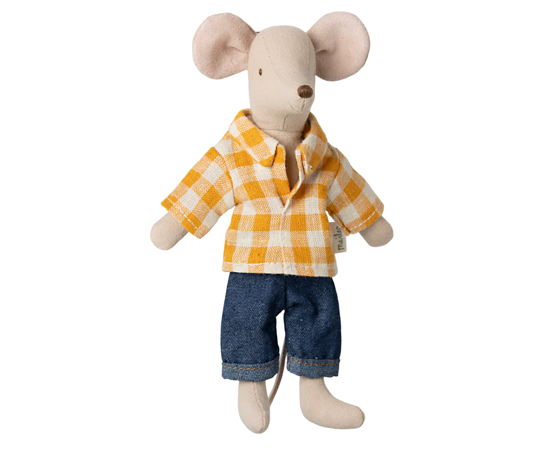 Maileg Dad Mouse - Yellow Gingham