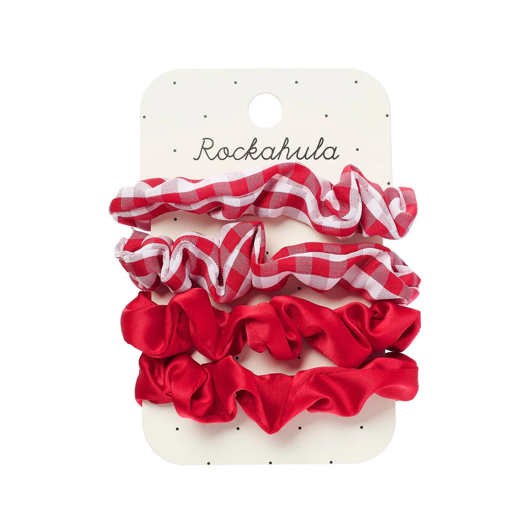 Rockahula Kids Scrunchie Set - Satin & Check Red