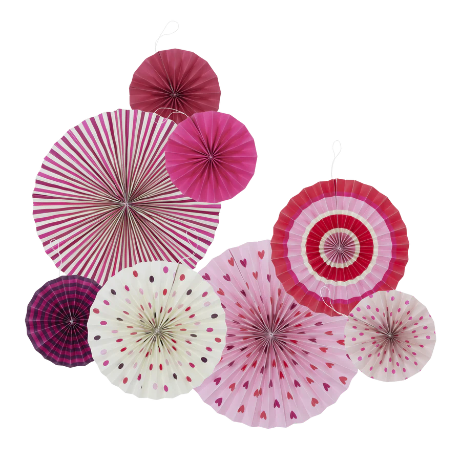 Rice DK - Set Of 8 Paper Fans - Pink