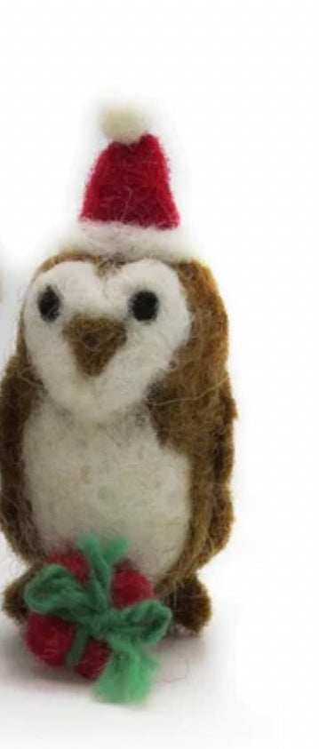 Mini Barn & Snowy Owl Felt Decoration by Amica Accessories Ltd
