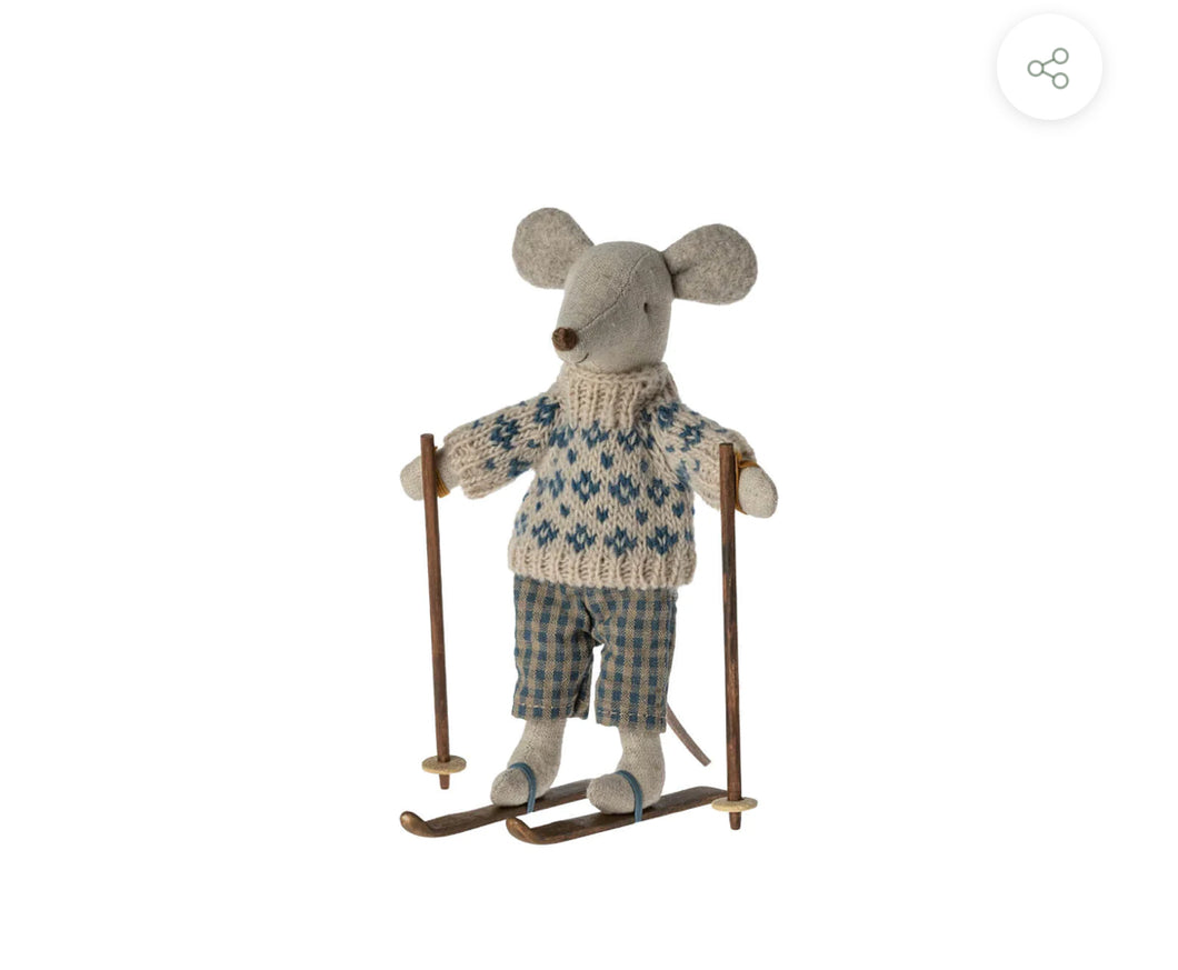 Maileg - Winter Dad Mouse with Ski Set
