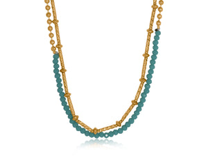 Aris Set Of Two Necklaces - Glod/Turquoise