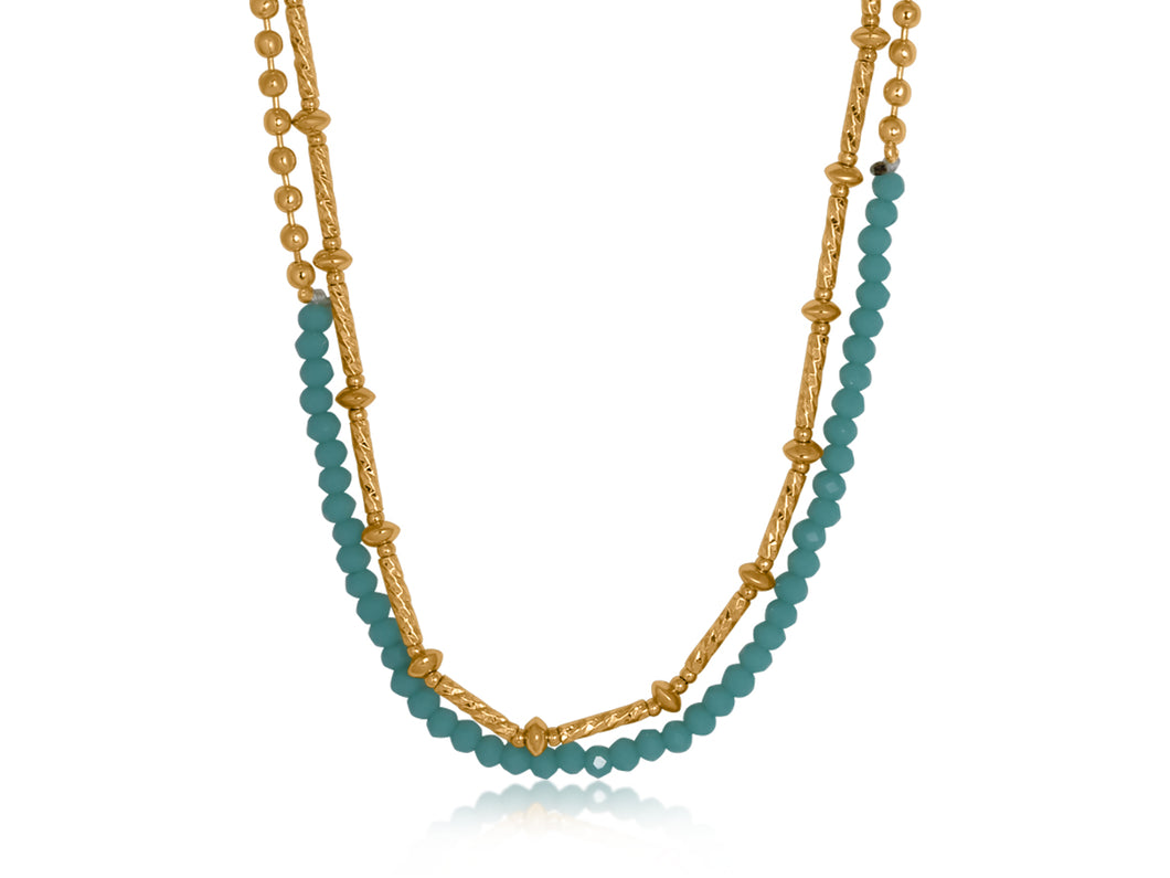 Aris Set Of Two Necklaces - Glod/Turquoise