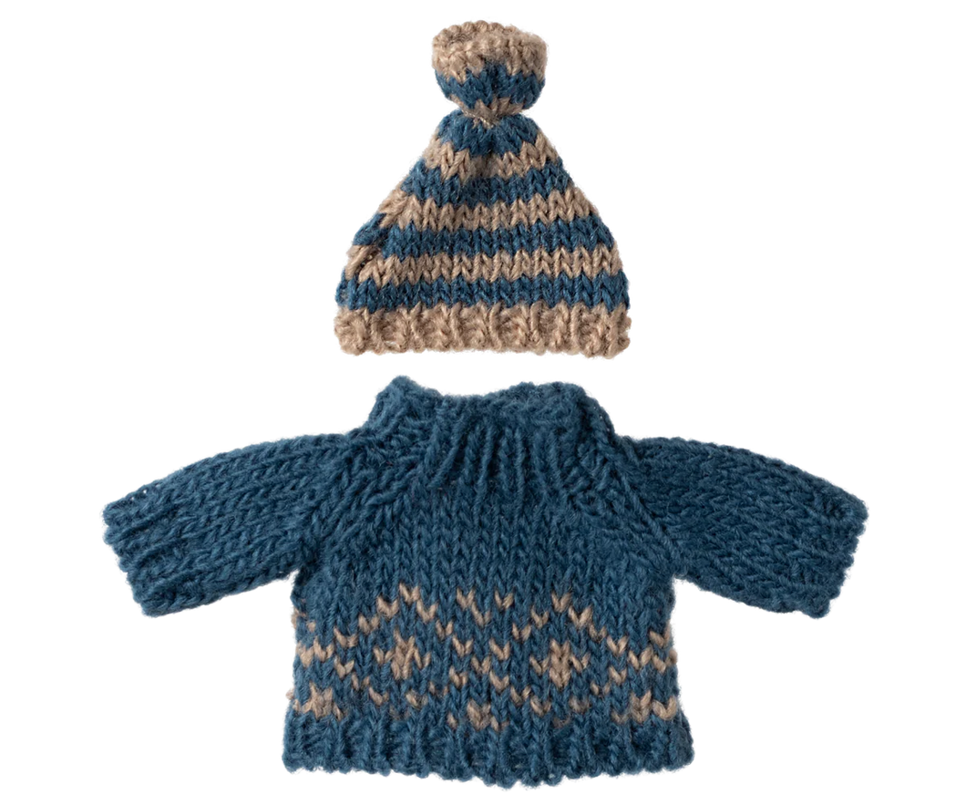 Maileg Knitted Sweater & Hat - Dad Mouse