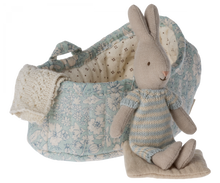 Load image into Gallery viewer, Maileg Rabbit Micro in Carry Cot-Blue - 3 Assorted Colours
