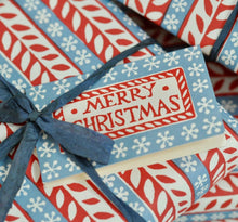 Load image into Gallery viewer, Small Gift Christmas Cards - Pack Of 6 - Merry Christmas Red and Blue  by Cambridge Imprint
