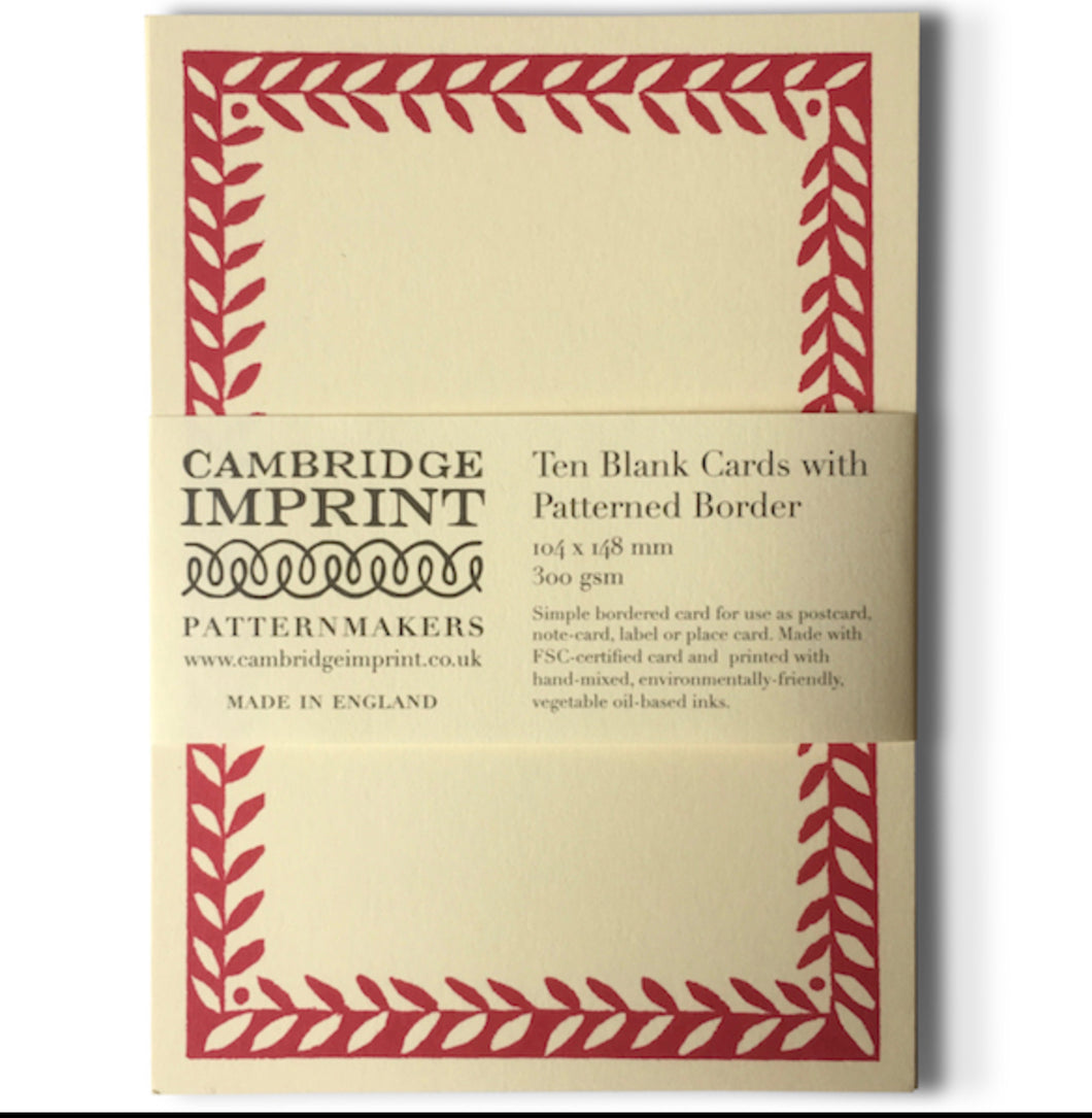 10 Postcards With Patterned Borders- Bright Pink by Cambridge Imprint