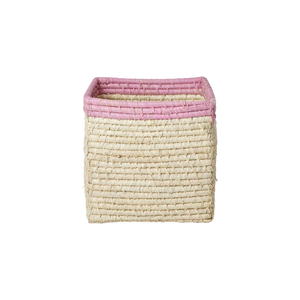 Raffia Basket with Soft Pink Border by Rice DK