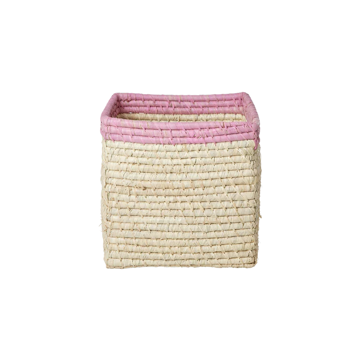 Raffia Basket with Soft Pink Border by Rice DK