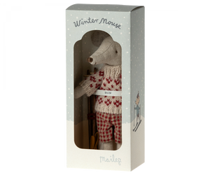 Maileg - Winter Mum Mouse with Ski Set