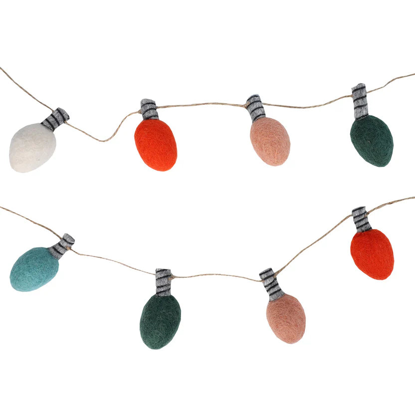 Talking Tables Christmas Felt Light Bulb Bunting - 2m