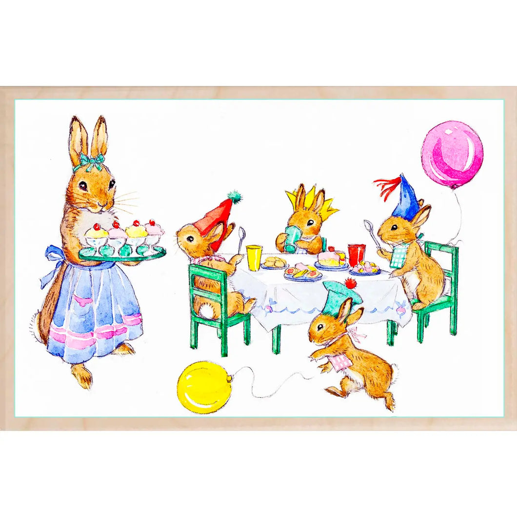 Wooden Postcard - Birthday Bunny