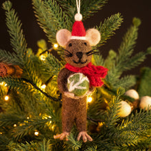 Load image into Gallery viewer, Amica Felt Christmas Decoration - Festive Rat with Sprout
