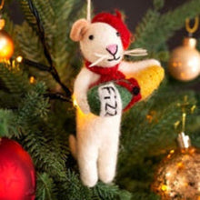 Load image into Gallery viewer, Amica Felt Christmas Decoration - Mouse Avec Beret et Fizz
