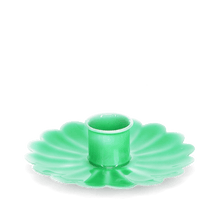 Load image into Gallery viewer, Enamel Flat Flower Candle Holder - Green
