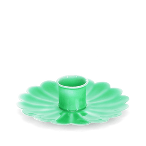 Enamel Flat Flower Candle Holder - Green