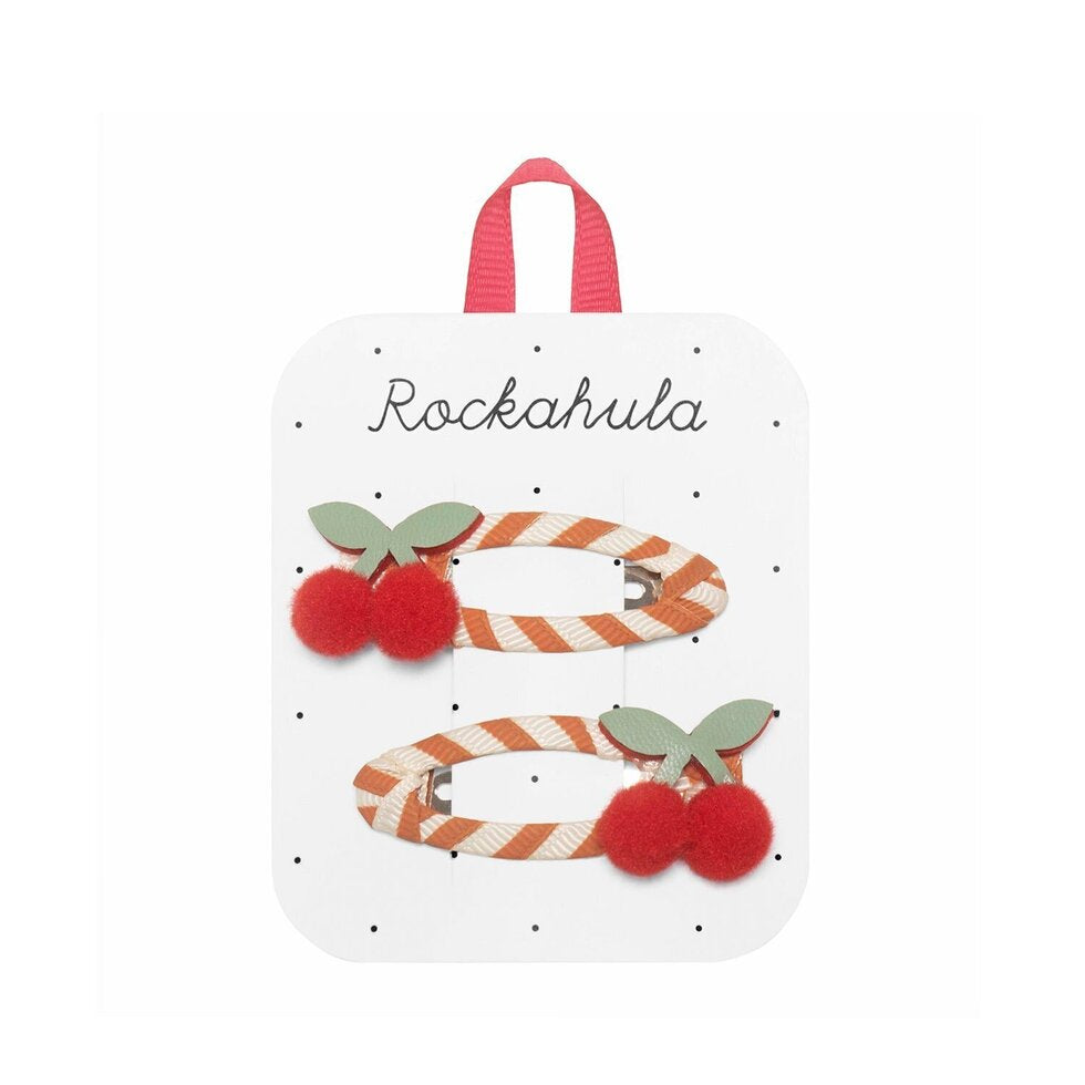 Rockahula Kids Hair Clips- Stripey Cherry