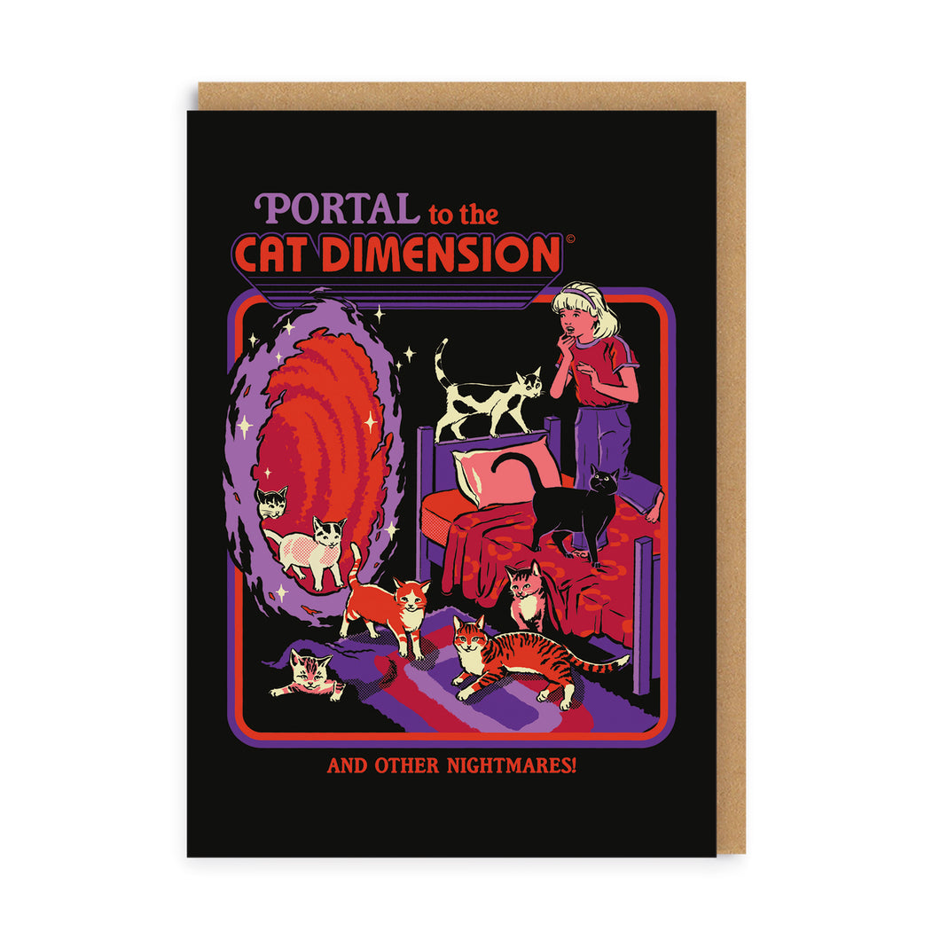 Cat Dimension Greetings Card by Steven Rhodes