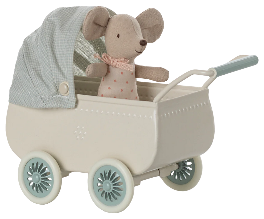 Maileg - Pram With Baby Mouse Set  - Mouse