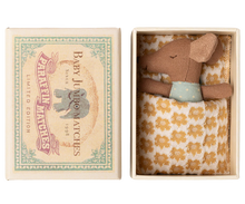 Load image into Gallery viewer, Maileg Sleepy Wakey Baby Mouse In Matchbox- Blue
