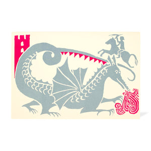 Cambridge Imprint Greetings Card - Dragon Hot Pink And Blue