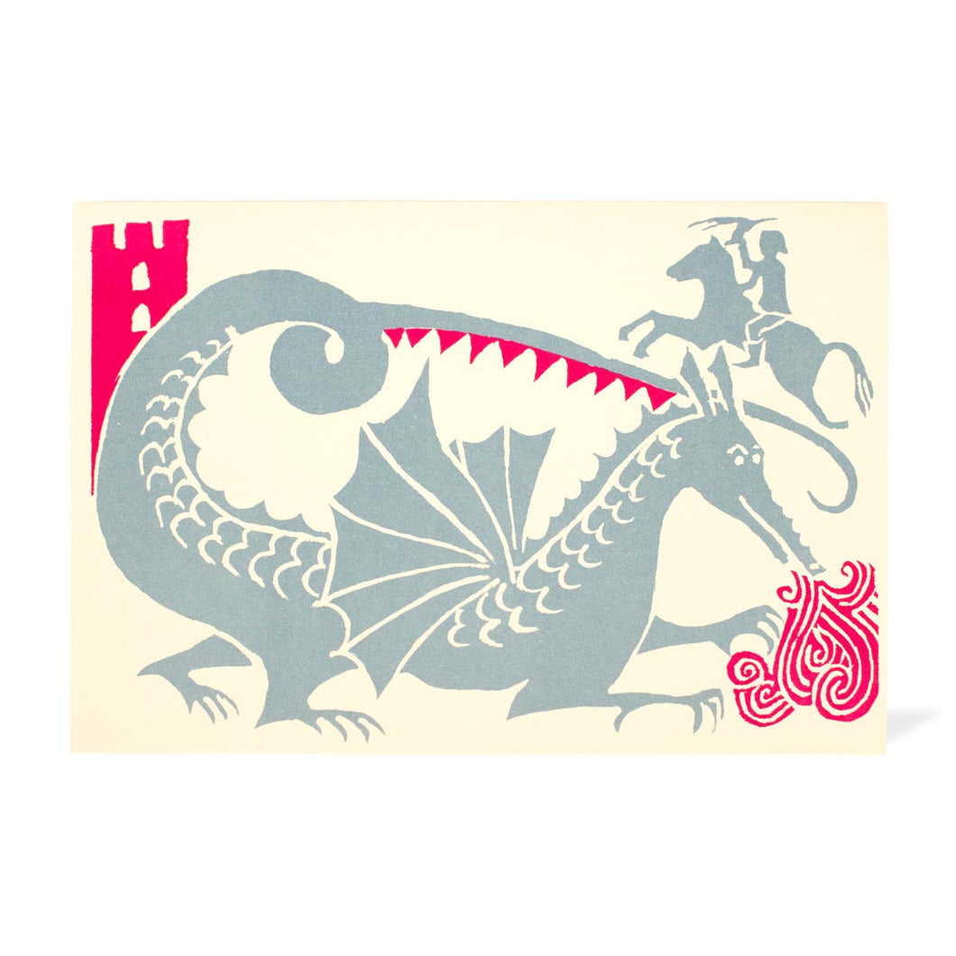 Cambridge Imprint Greetings Card - Dragon Hot Pink And Blue