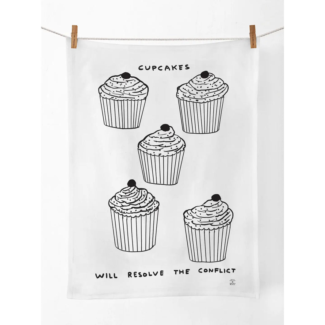 David Shrigley Tea Towel - Funny Cupcakes