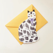 Load image into Gallery viewer, Sitting Kitty Shaped Cat Greeting Card - Black &amp; White
