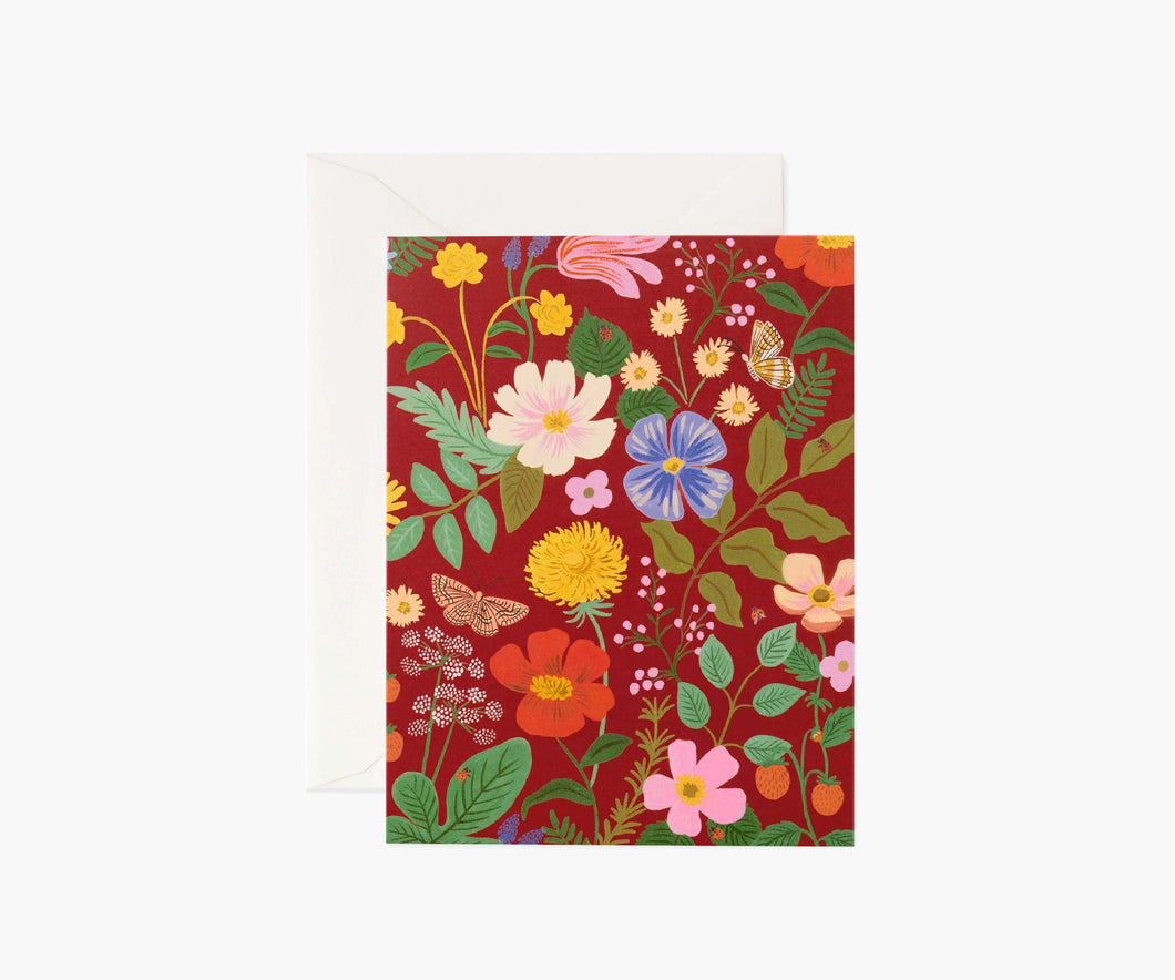 Strawberry Fields (Red) Greeting Card by Rifle Paper Co.