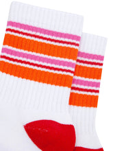Load image into Gallery viewer, Woman’s Spots Socks - Striped Orange/Pink
