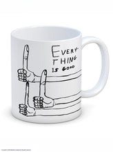 Load image into Gallery viewer, David Shrigley Boxed mug - Everything is Good | £10.00. White ceramic mug with David Shrigley line drawing of thumbs up with the words &quot;Everything is good&quot;. The perfect gift for fans of humorous, quirky illustration.
